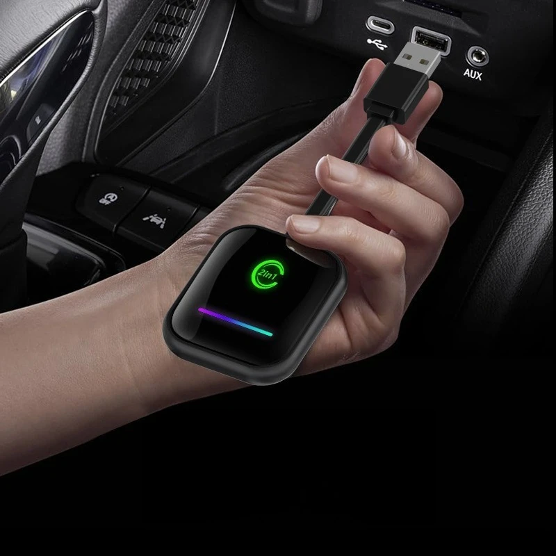 

For Apple CarPlay & Android Auto 2 in 1 Wireless Adapter Wired to Wireless Converter Smart CarPlay Box Plug Play Accessories