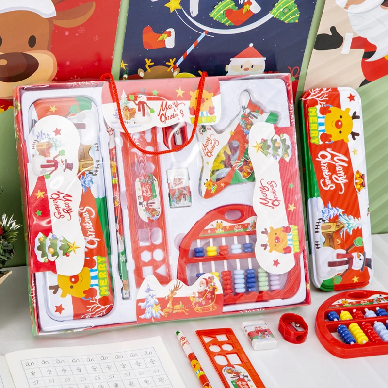 Natal Papelaria Gift Kit, Lápis Eraser e Sharpener, Infantil Learning Supplies