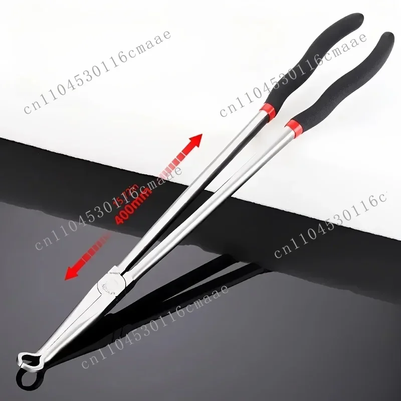 16-Inch Long Nose Pliers - 25/45 Degree Elbow Steel Pointed Nose Pliers, Red Embellishment Ergonomic Suitable for Electrical Use