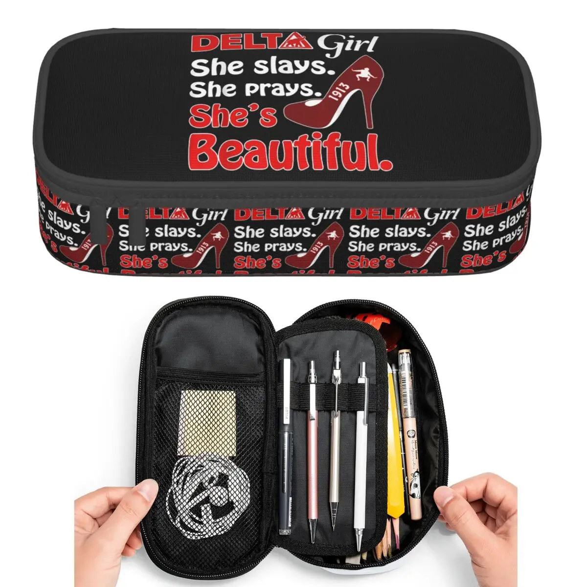 Estuches para lápices de regalo de la hermandad Delta Sigma Theta, caja para lápices para estudiantes, bolsa para lápices de gran capacidad, estuche para lápices, soporte para bolígrafos
