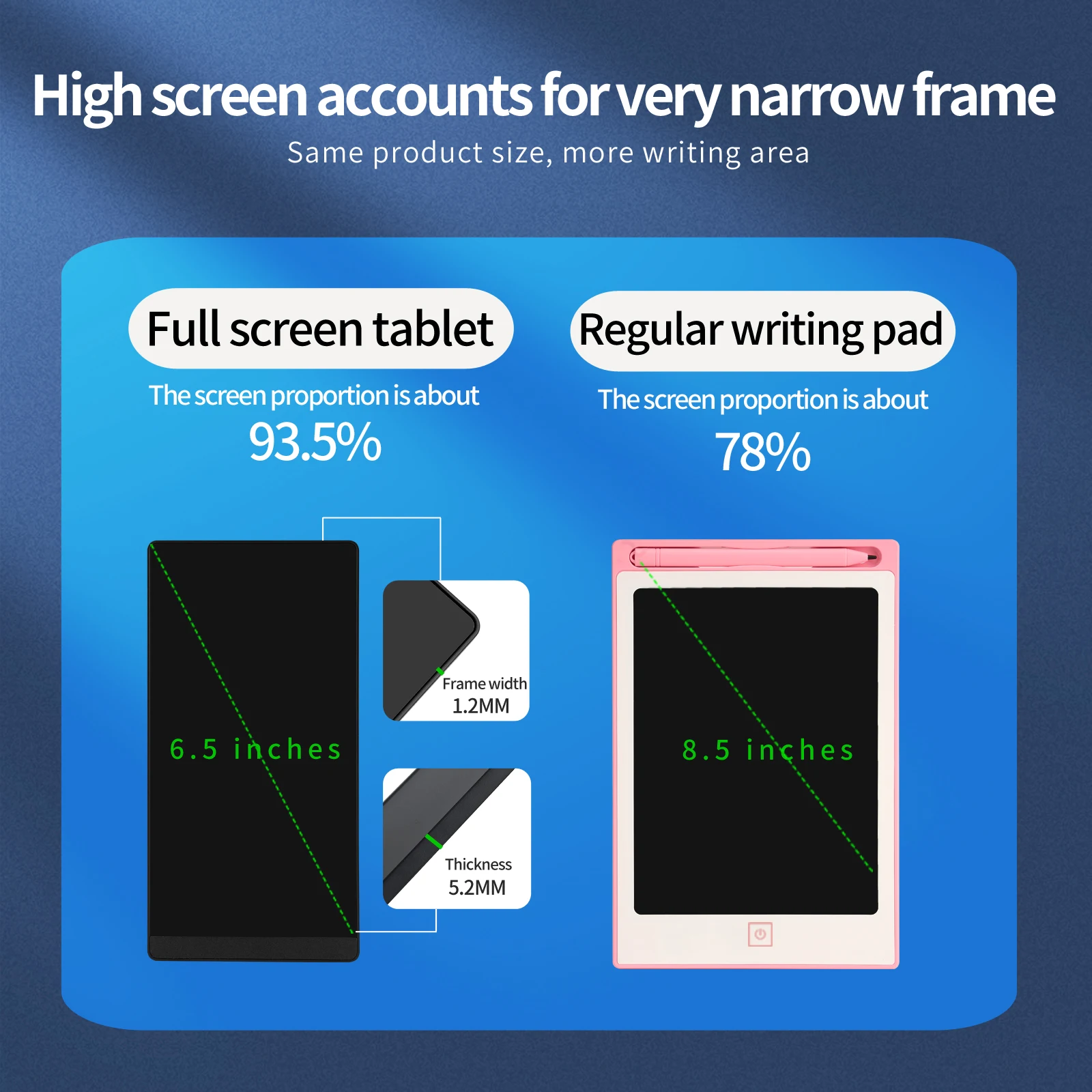 كمبيوتر لوحي للكتابة بشاشة 6.5 بوصة لوحة خربش لوح رسم للأطفال لوح كتابة بخط اليد مذكرة ملاحظة للمنزل والمدرسة والمكتب هدايا #5