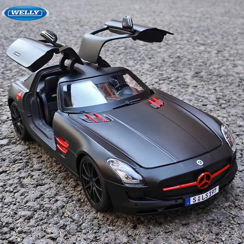 

WELLY 1:24 Mercedes-Benz SLS AMG Alloy Sports Model Diecast Metal Toy Racing Car Model High Simulation Collection Childrens Gift