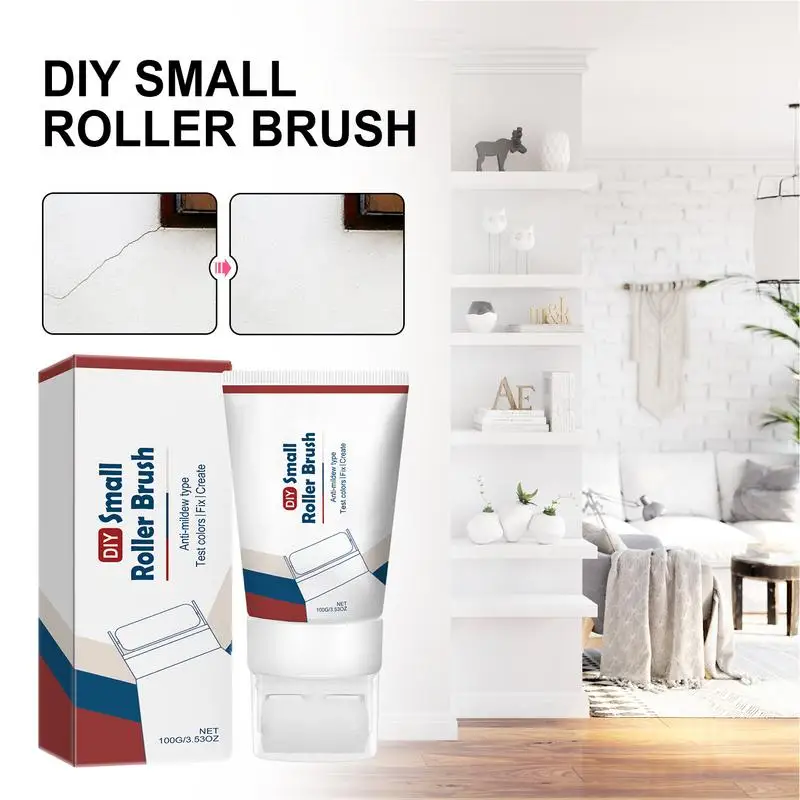 Small Roller Paint Brush Fast Drying Wall Repair Roller Brush with Wall Repair Paste Spackle Tools 100g Wall Paint Roller