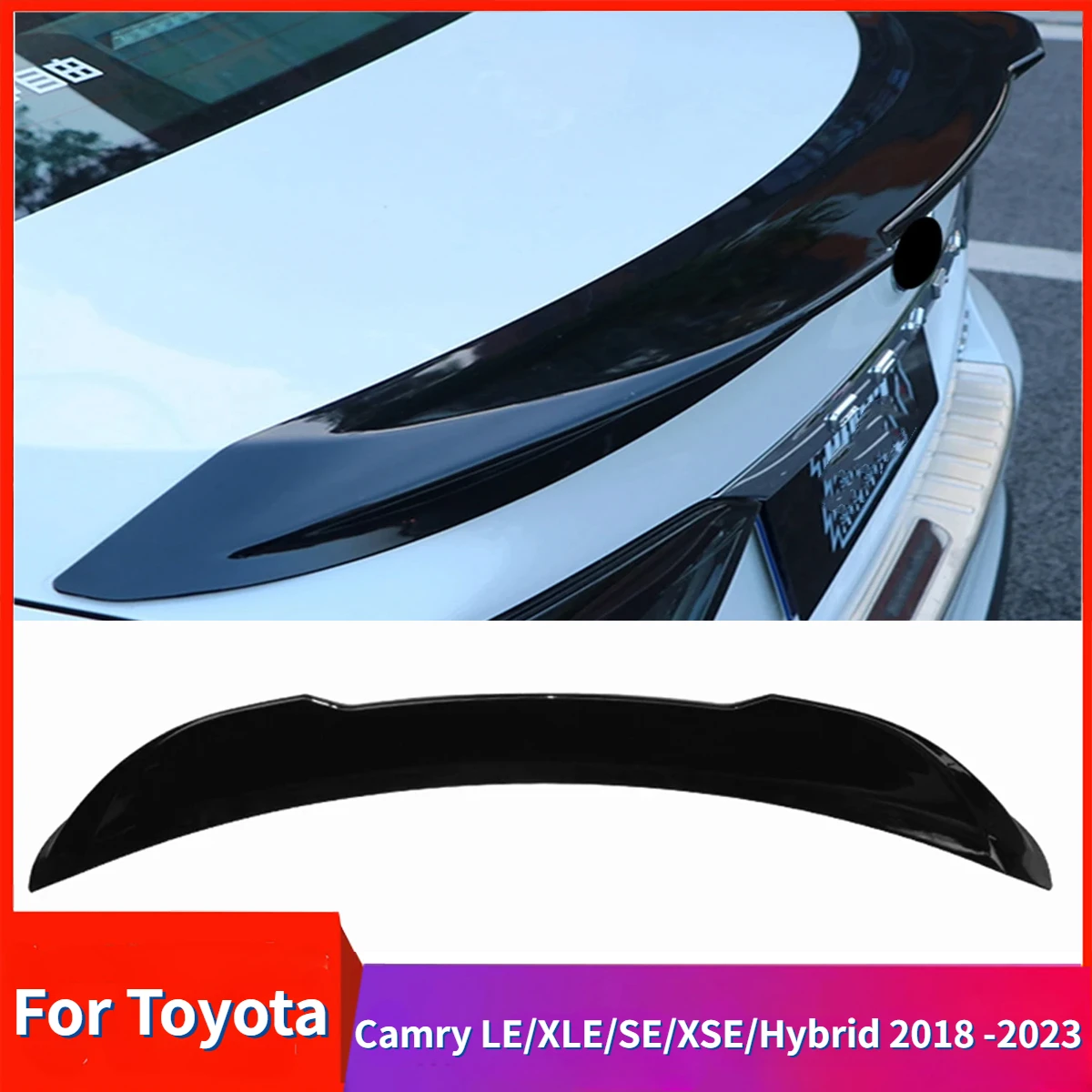 

Car Trunk Rear Spoiler Wing Lip for Toyota Camry LE/XLE/SE/XSE/Hybrid 2018-2023 Glossy Black Tail Splitter Lip Accessories Kits