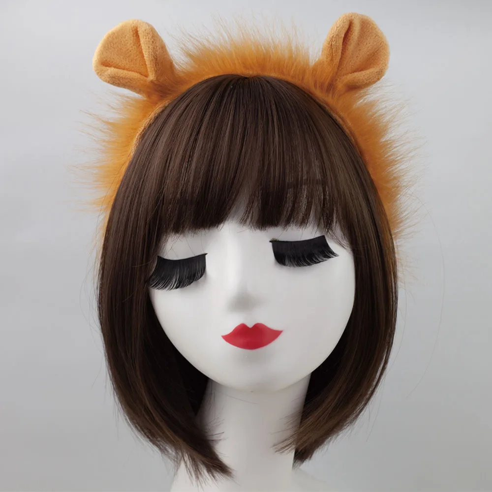 Kids Lion Headband Tail Gloves Cosplay Kawaii Animal Ears Headdress Tie Halloween Party Funny Wearings Adults DIY Accessories