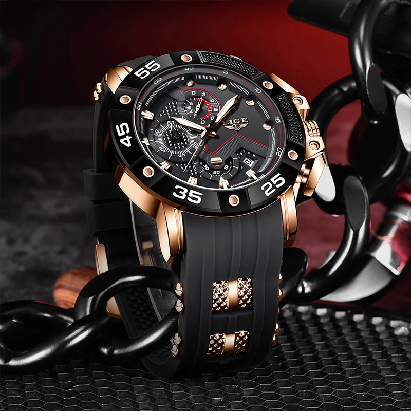 LIGE Man Watch Fashion Military Sport Calendar Casual Mens Watch Luxury Luminous Waterproof Chronograph Quartz Watches For Men