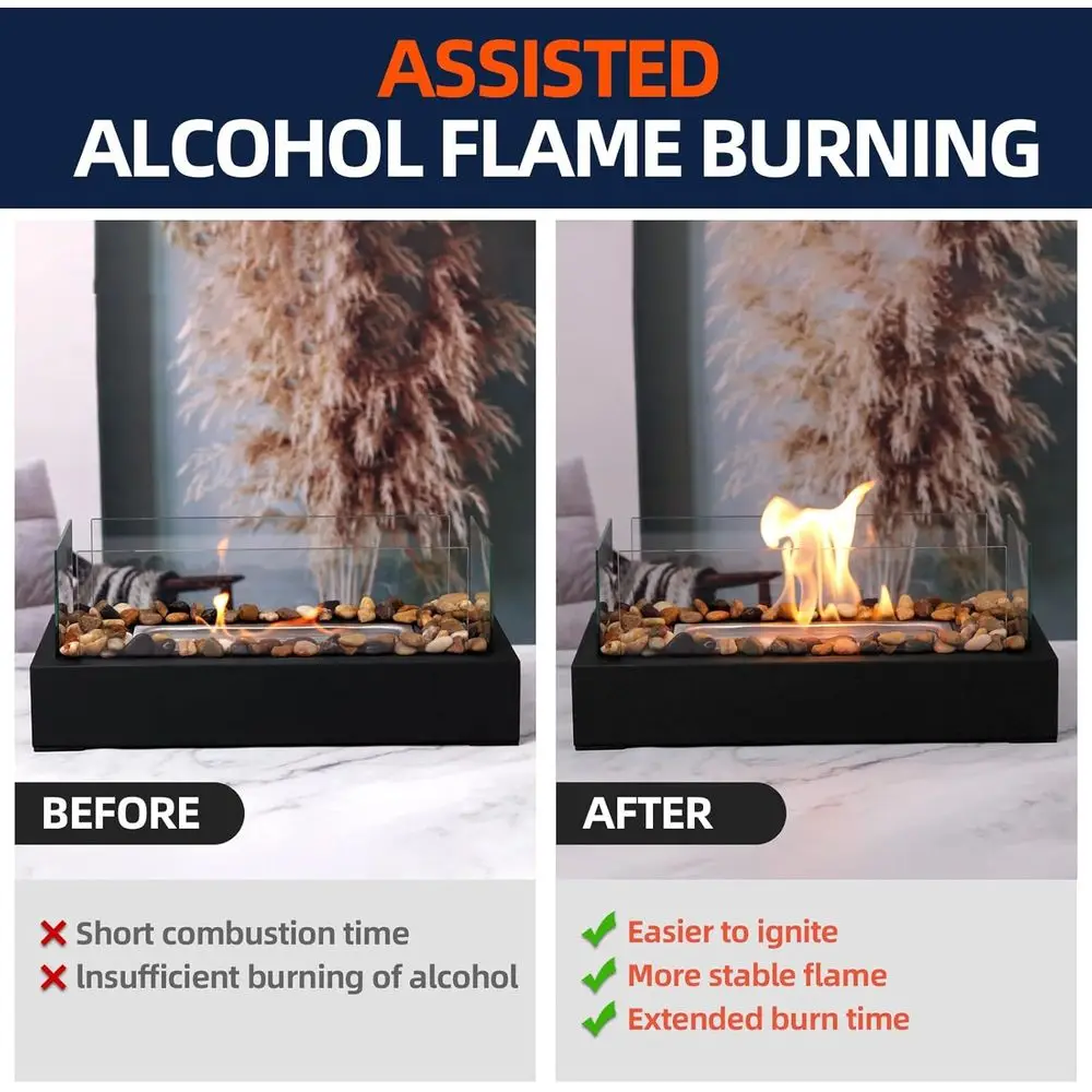 24-Piece Tabletop Fire Pit Wick Set for Extended Burn Time, Reusable Wick Inserts (4.7x2x0.2)
