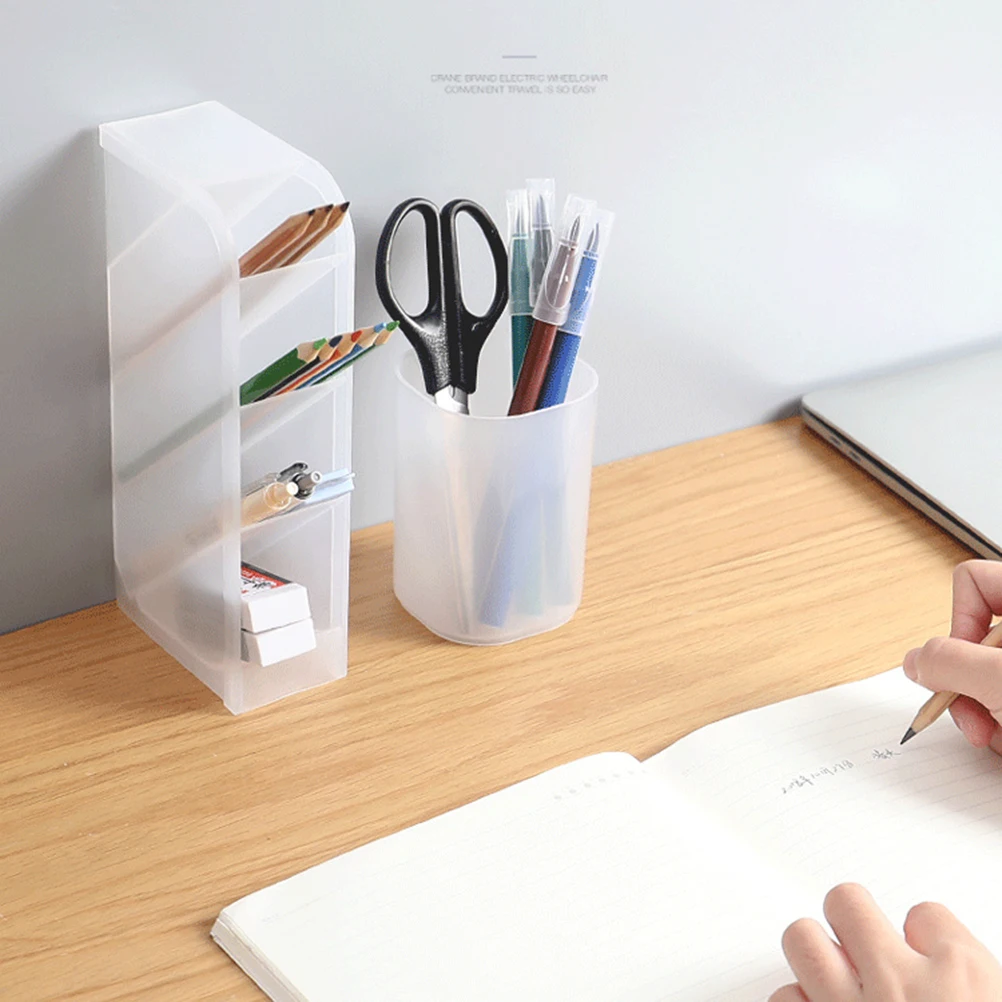 

Sturdy Desktop Pen Pencil Holder Home Office Stationery Storage Cup Multifunctional Pp Material Large Capacity Compact