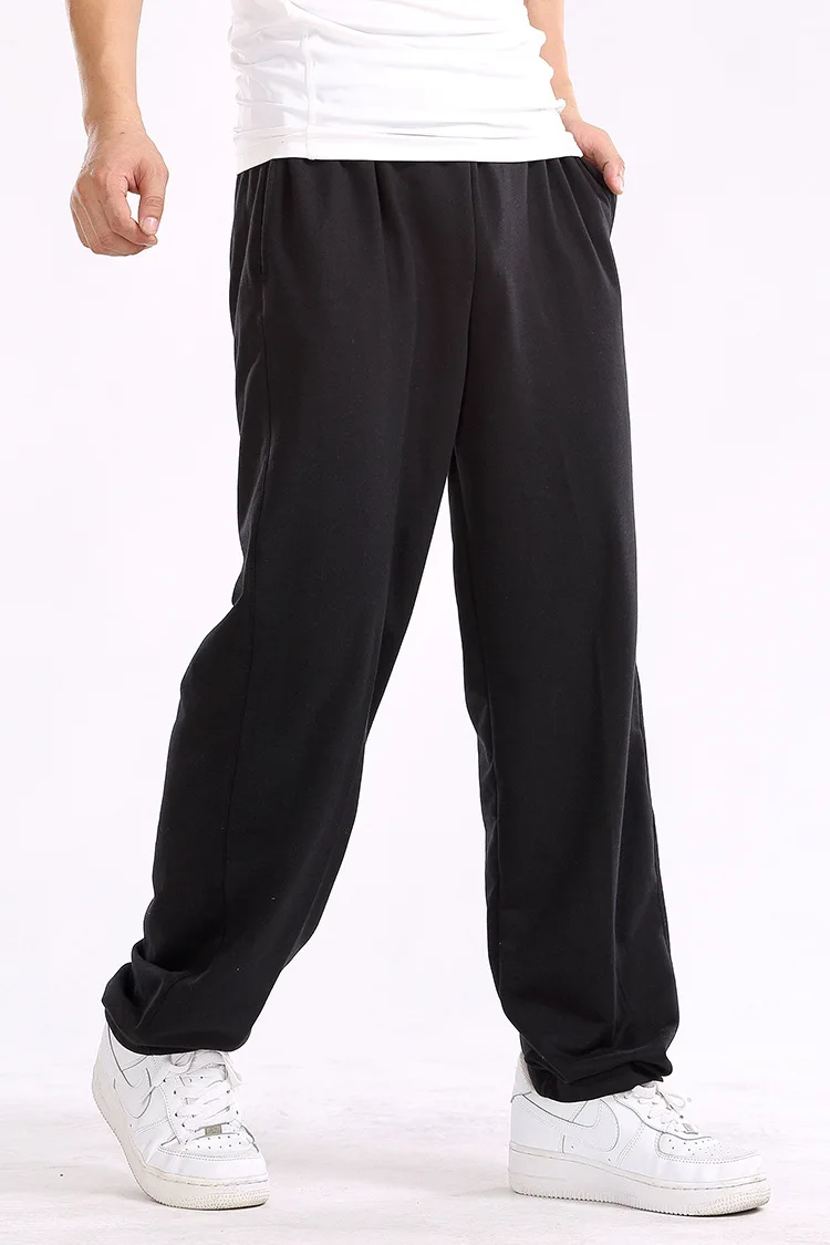 Spring and Summer Thin Elastic Waist Sports Pants for Men Loose Straight Cotton Casual Long Pants for Men Plus Size Fat Pants