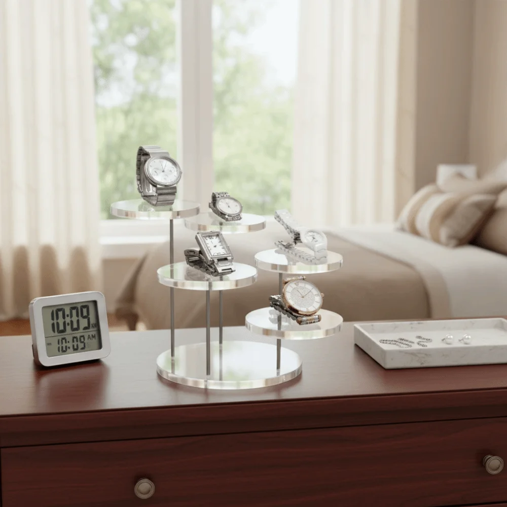 

Transparent Acrylic Display Stand White Black 3-Layer Jewelry Display Stand Many Styles Acrylic Material Dessert Rack