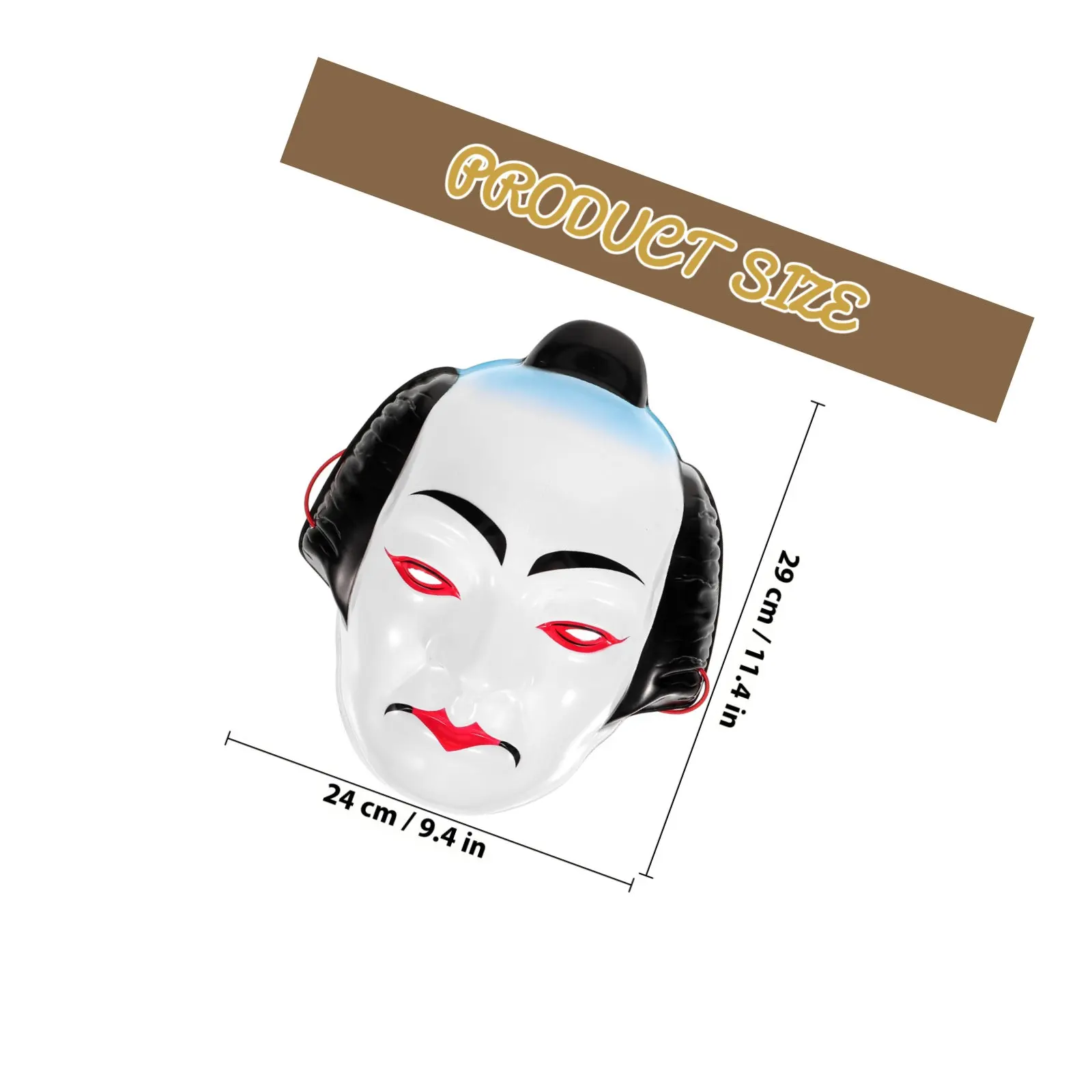 Japanese Cosplay Mask Traditional Drama Mask Sturdy Plastic Breathable Reusable Party Prop for Makeup and Stage Performance