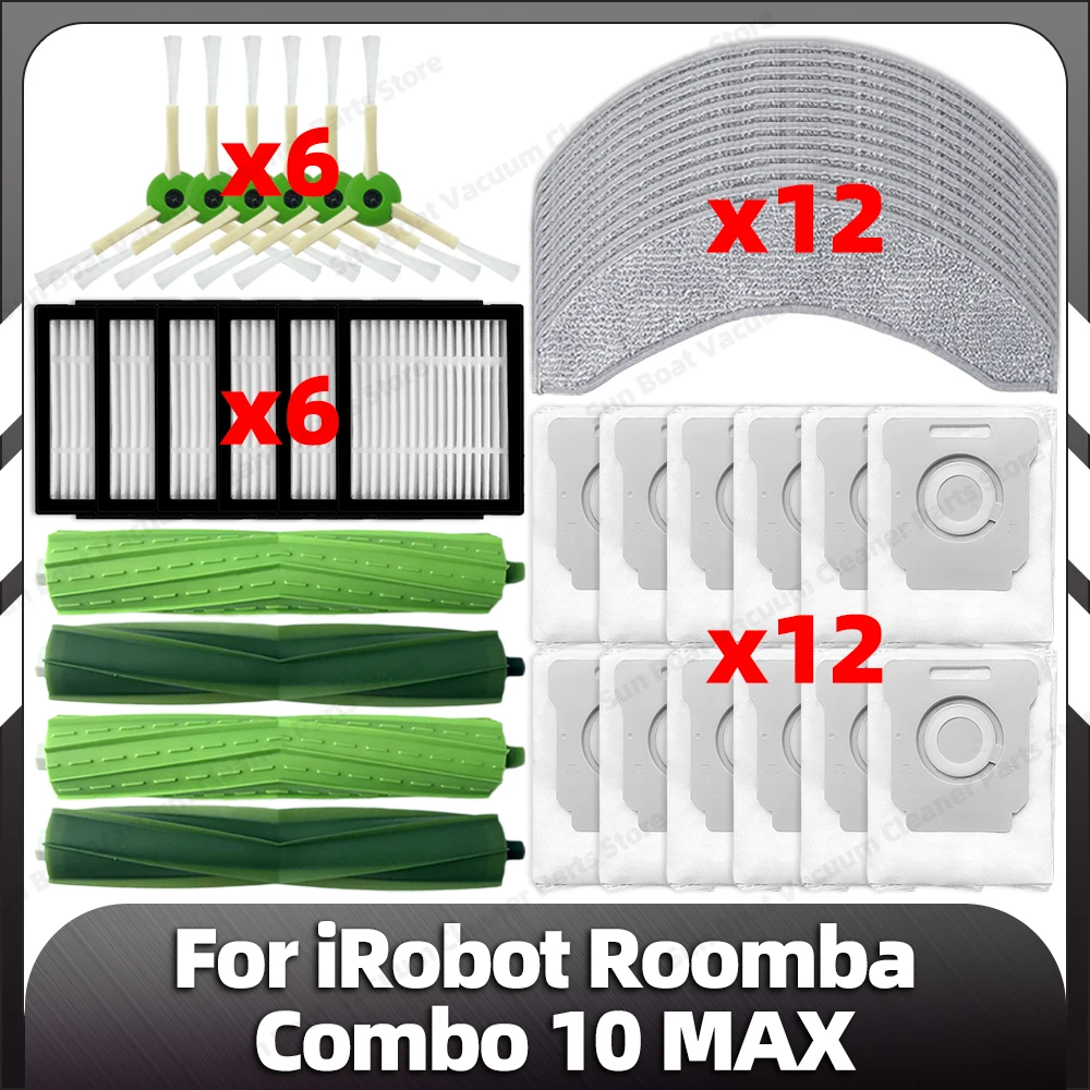 

Compatible for iRobot Roomba Combo 10 Max Main Side Brush HEPA Filter Mop Pads Dust Bags Spare Parts Accessories