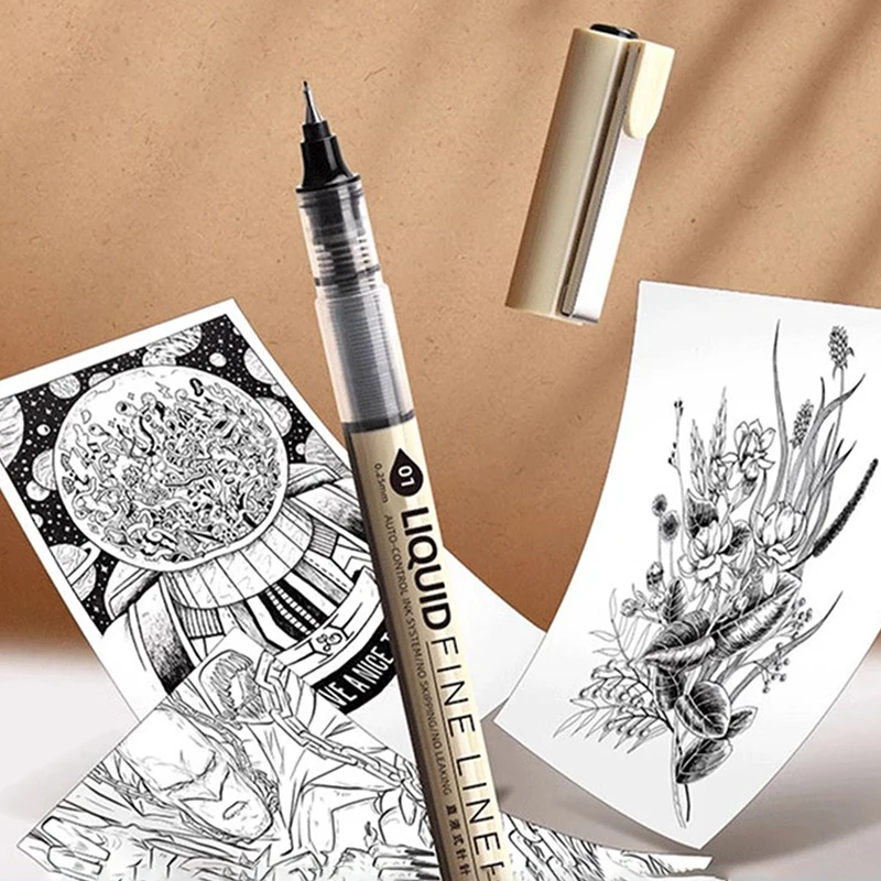 علامات فنية للحبر مقاومة للماء ، قلم فرشاة ، رسم رسم ، أقلام خط صبغة كاريكاتير ، مستلزمات مكتبية للمدارس والمكاتب