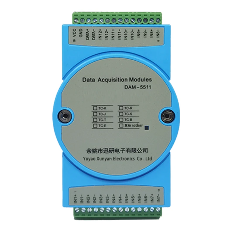 

12-ch K thermocouple input to RS485 temperature acquisition module fully isolated transmitter MODBUSDAM-5511