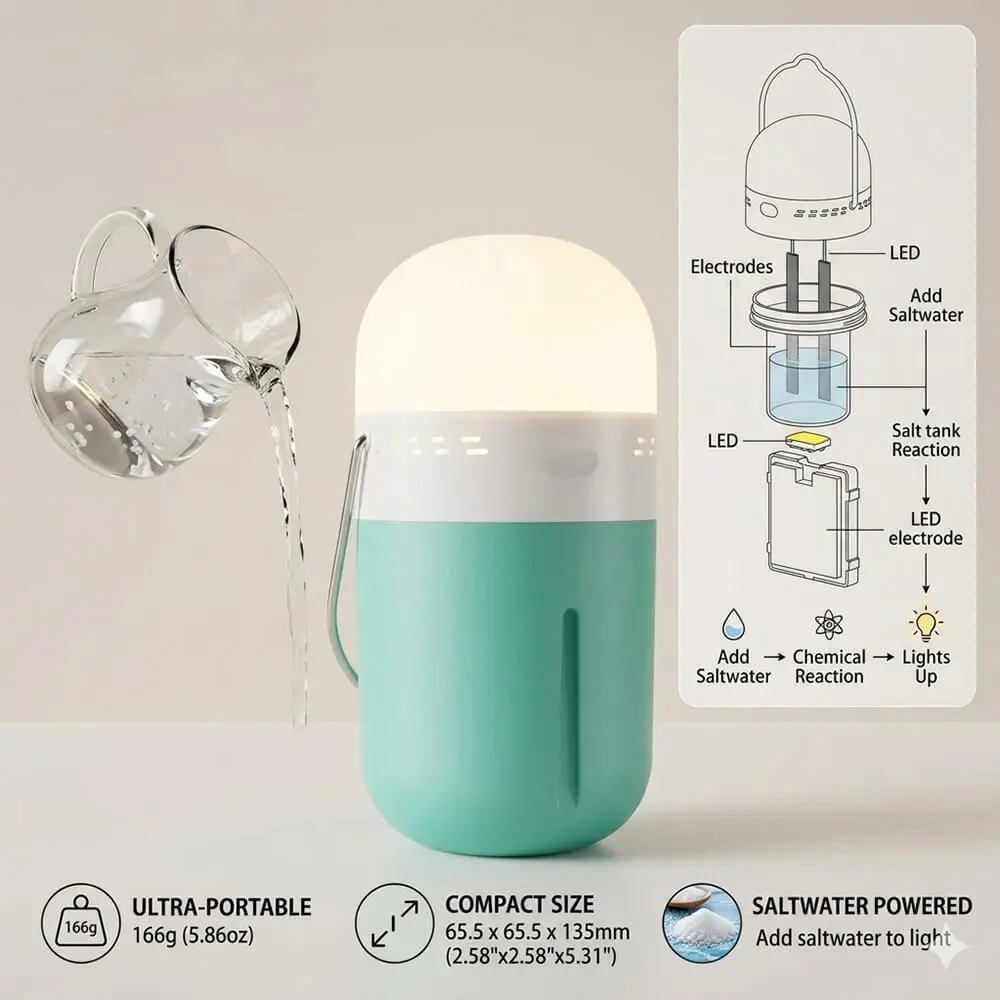Portable Saline Lamp Saltwater Lamp For Earthquakes No Charging Required Compact And Lightweight For Camping Trips