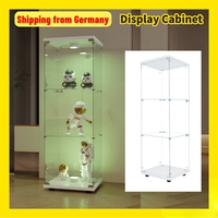 Comanlai LED Glass Display Cabinet 3 Layers, Modern Display Case with Door and Lights for Collectibles Books