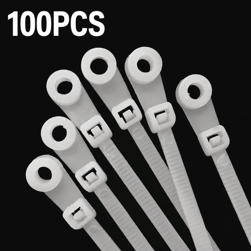 100Pcs Nylon Cable Tie Gear Screw Fix Hole Self Lock Buckle Wire Sort Accessory Hard Plastic Shell Multi Wire Wrap