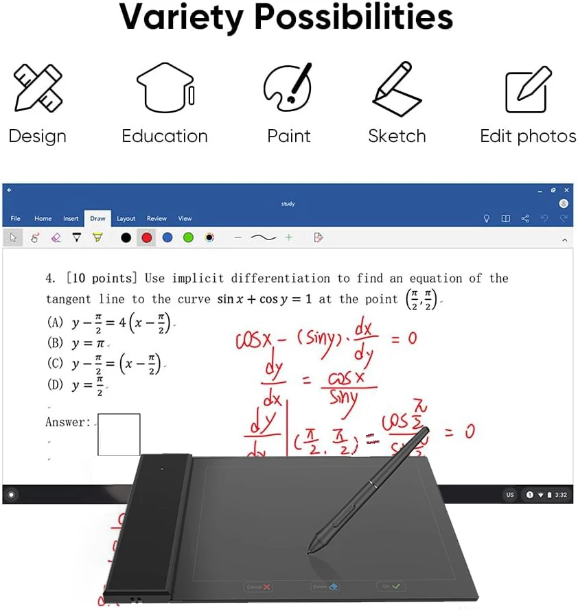 

HavaPen YZ08 Блокнот для письма (Win/mac/Android) Plug and Write. Электронный планшет с цифровым рисунком и ручкой, графическая доска