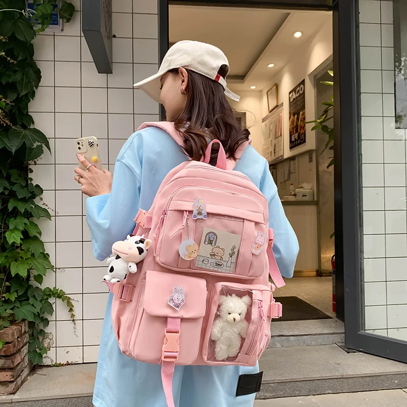 New Arrival Fashion Large Capacity Girls Boys School Use Daily Package Travel Bag Shoulder Women Knapsack Solid Colors Backpack