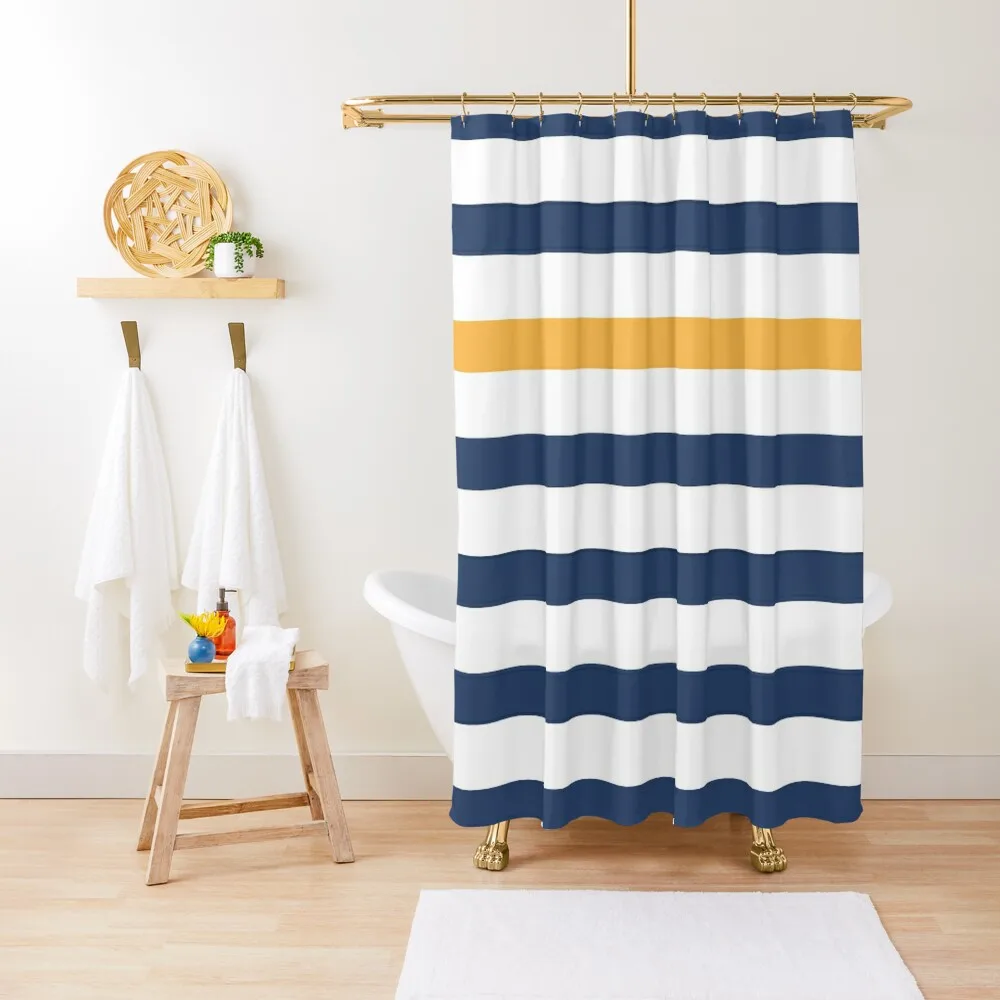 

Blue and white stripes with yellow Shower Curtain Funny Shower Shower For Bathroom Set Bathtub Curtain