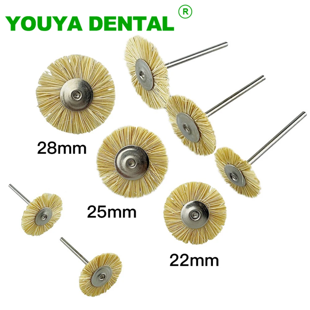 10pcs Dental Laboratory Polisher Polishing Prophy Brush Wheel Rotary Tool For Low Speed Handpiece 22/25/28mm Dentistry Materials