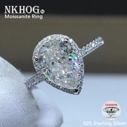 NKHOG Real Pear Cut Moissanite Ring Women S925 Sterling Silver Drop Diamond Wedding Rings Gifts 18K Gold Plated Fine Jewelry GRA