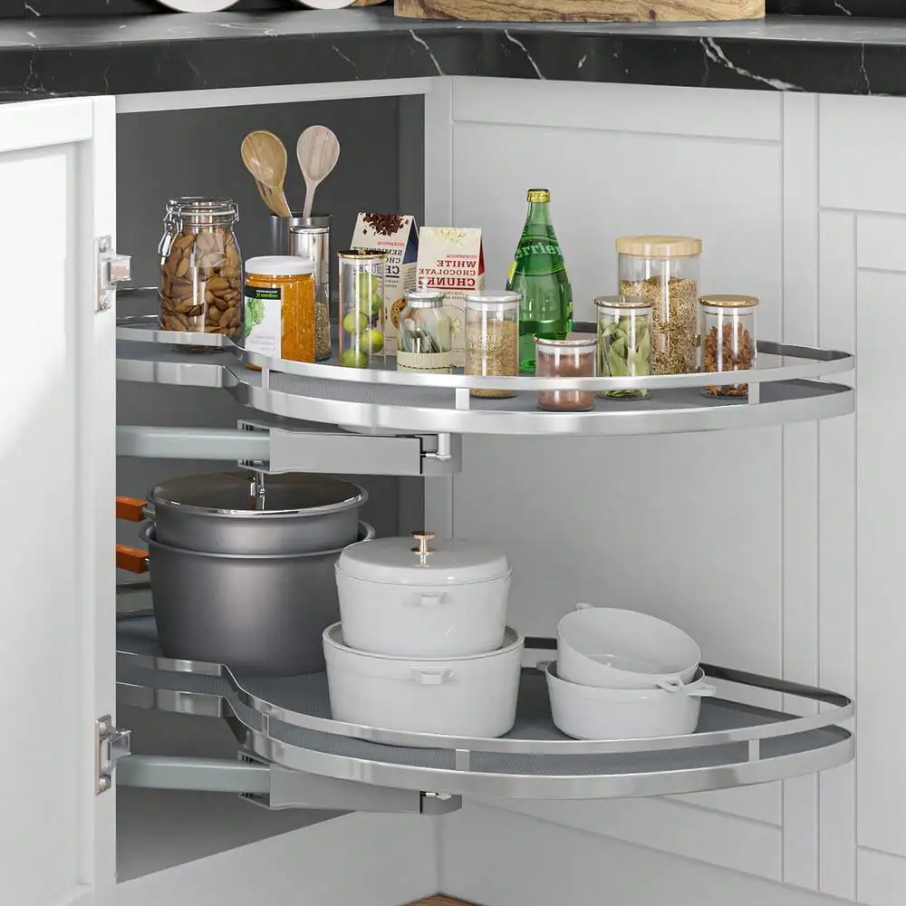 2 Tier Swing Tray Left Blind Corner Kitchen Cabinet Pull Out Organizer for 36