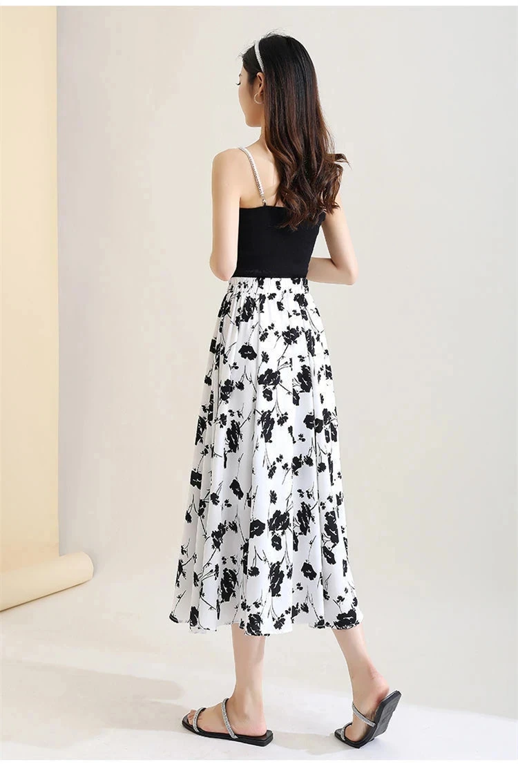 new summer office lady brand female women girls stretch waist chiffon skirt