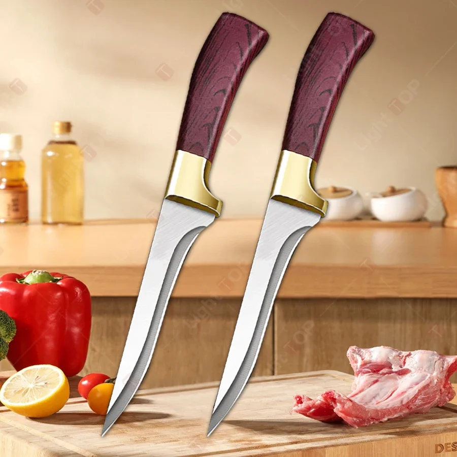 

WXCOO Stainless Steel Boning Knife Cutting Meat Fruit Vegetables Professional Kitchen Knives Fish Knife Meat Cleaver with Cover