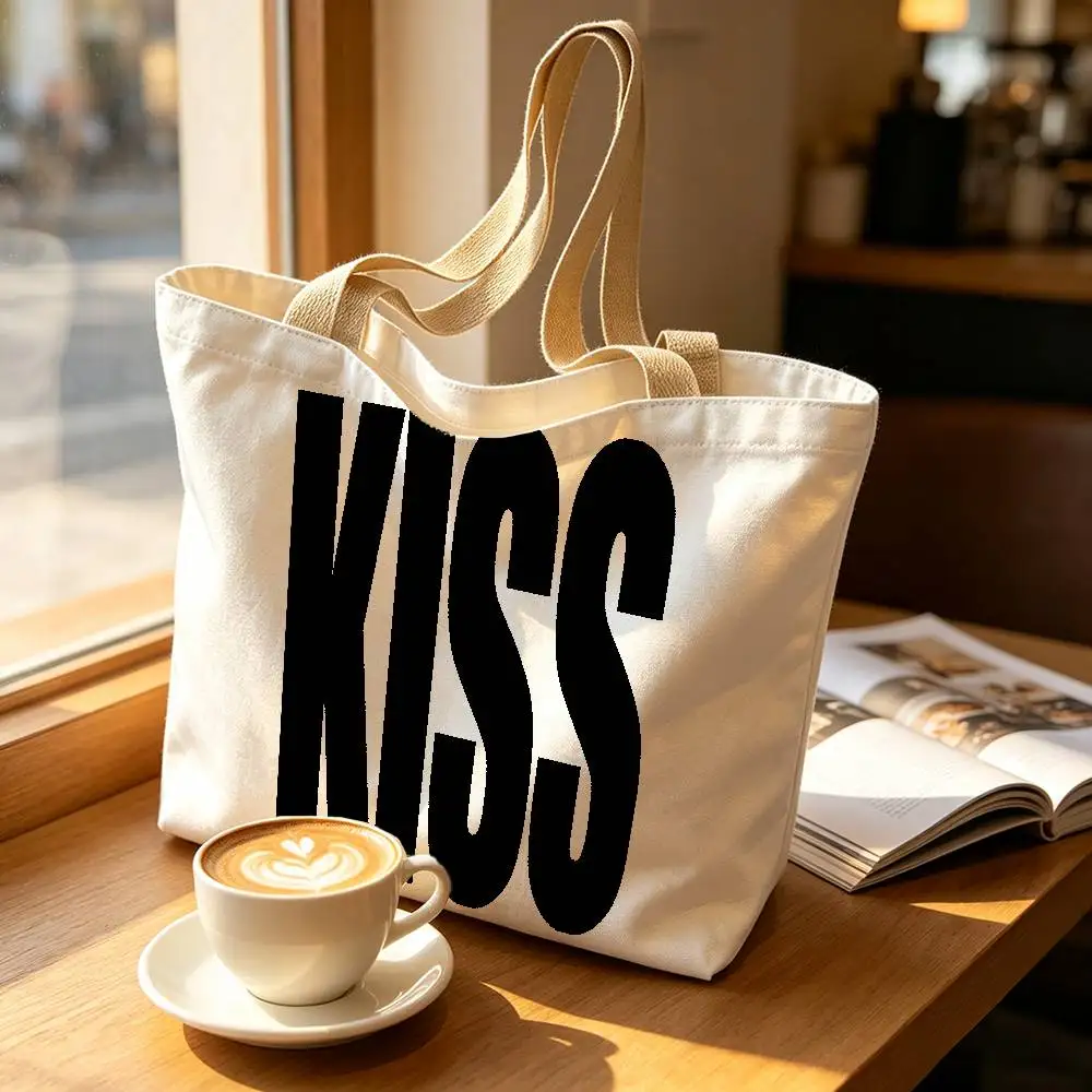 kiss or sex Print Bag Eco Shopper Cotton Jute Bag Reusable Bag Foldable Reusable Sac Tissu