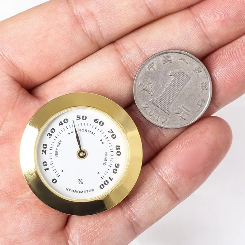 Cigar Hygrometer Mini Round Metal Hygrometer Cigar Humidity Gauge Cigar for Case Accessory for Drop Shipping