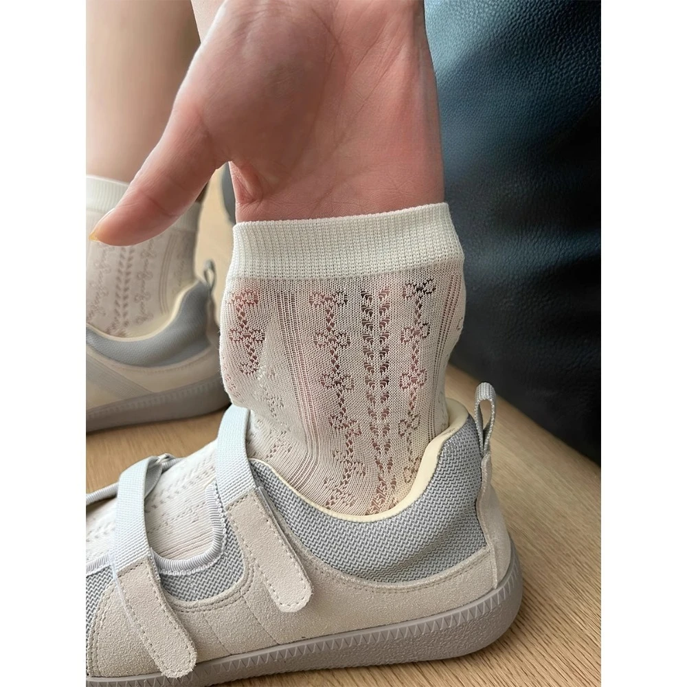 

Летние солнечные бесшовные носки с кружевной сеткой для девочек, хлопковые дышащие носки до щиколотки, кавайные тонкие школьные носки JK, удобные и мягкие