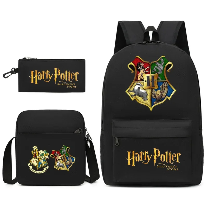 3Pcs/set Anime Harries Backpack for Teen Boy Girl Back To School Backpack Potters Student Schoolbag Men Women Leisure Travel Bag