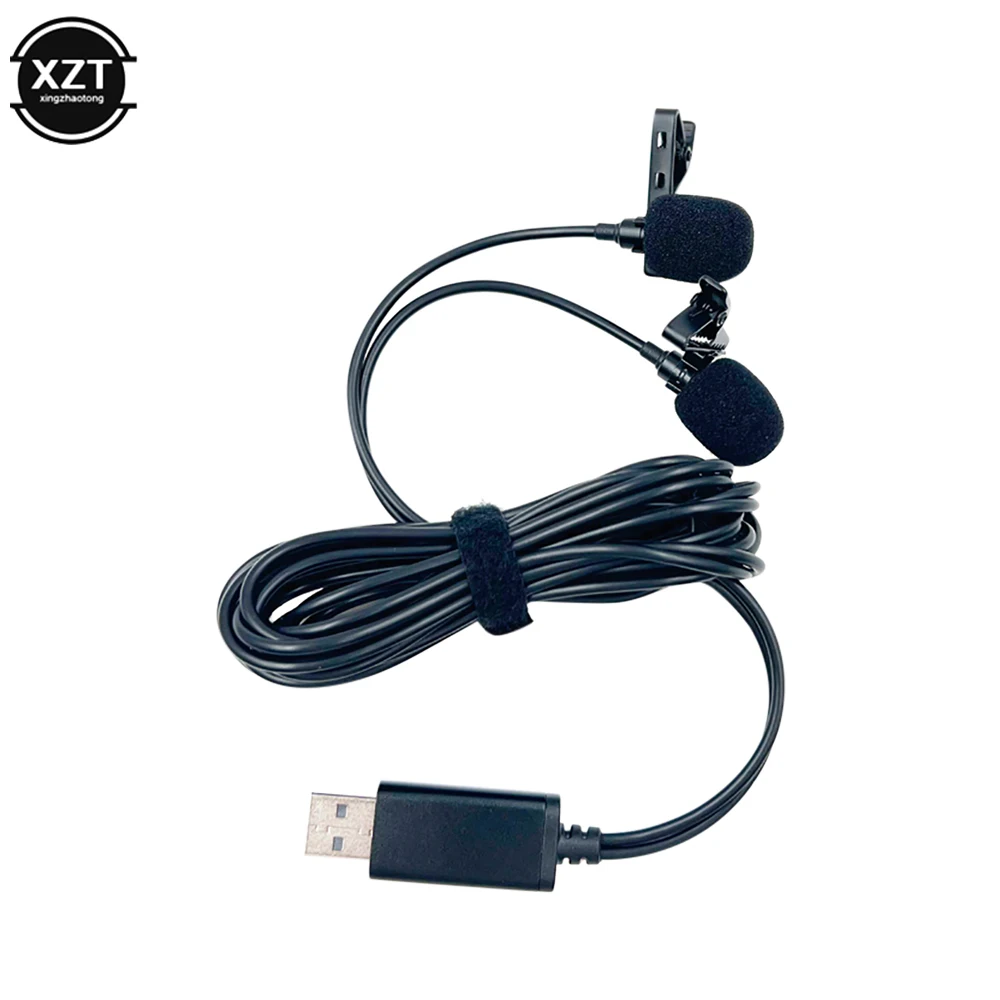 Lapel Microphone Two-Channel Stereo Microphone Computer Microphone Video Audio Recording Equipment