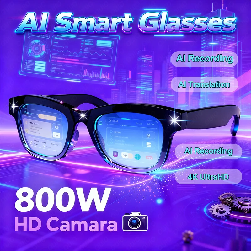 

New AI Smart Glasses AI Voice Pictures Real-time Translation Shooting Anti-shake 800W HD Camara Wifi Transmission Smart Glasses