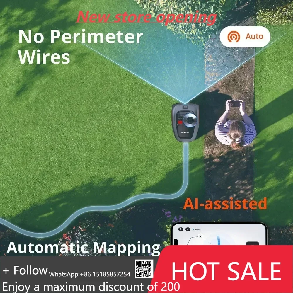 Robot rasaerba a batteria con rilevamento assistito AI, 58 dB (A), controllo APP silenzioso, limite virtuale, tosaerba robot, strumento per tagliare le erbacce
