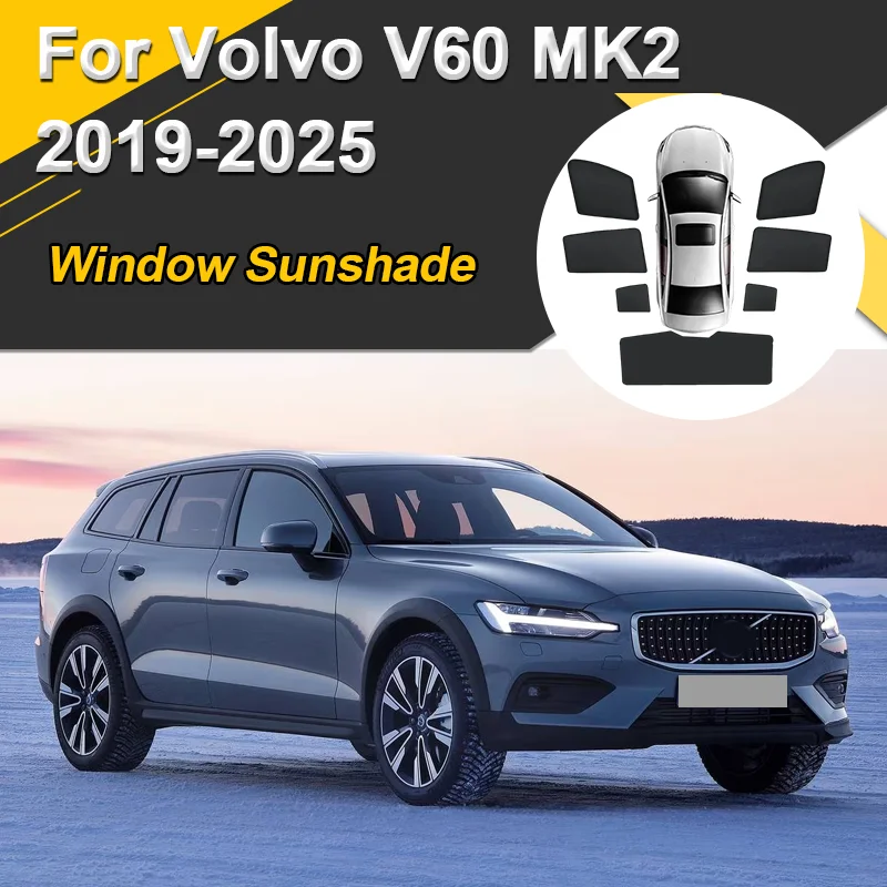 

Car Sun Shades For Volvo V60 MK2 2019 2020 2021 2022-2025 Sunshades Magnetic Heat insulation Window Curtains Visor Accessories