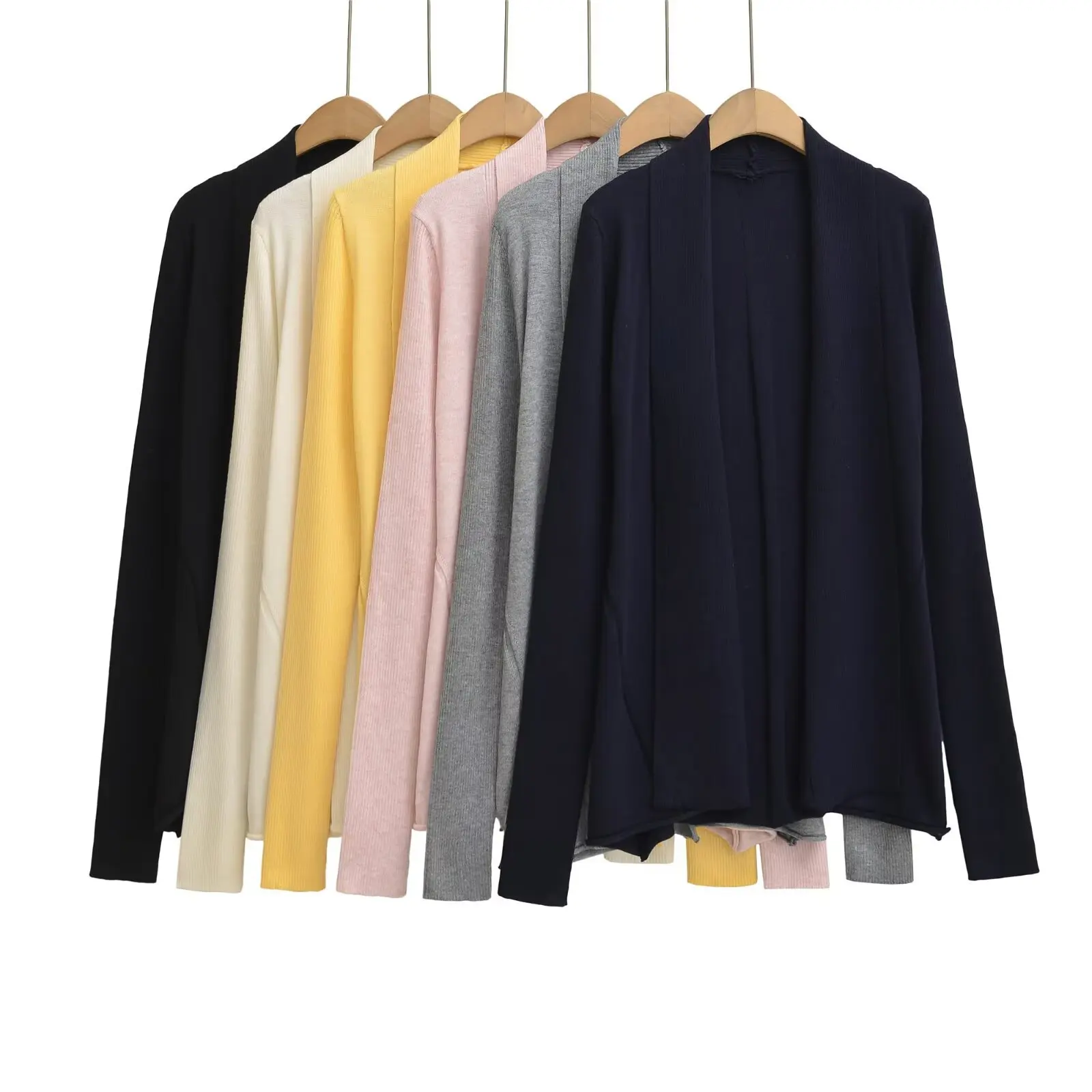 

Women's Spring Early Autumn Knitted Wool Blend Open Cardigan Long Sleeve Shoulder Drop Medium Length Casual Style Jacket