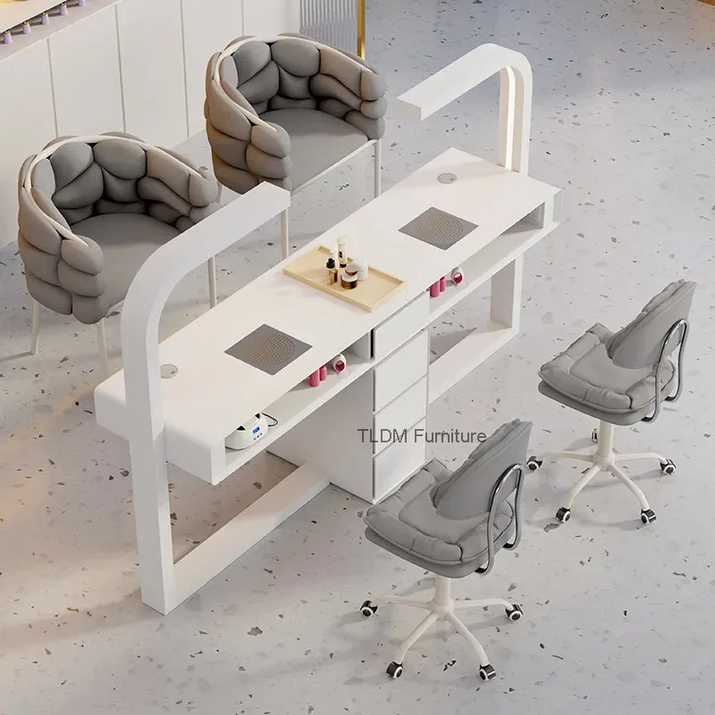 Nordic Creative Manicure Table Modern Solid Wood Multifunctional Storage Manicure Tables Nail Salon Furniture Mesa De Uñas FYNT
