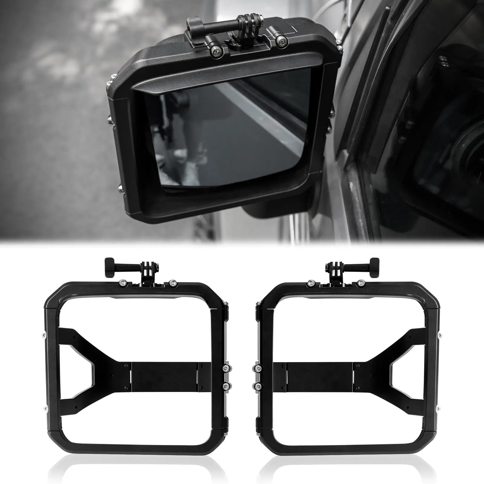 Aluminum Side Mirror Rain Visor Semi-Enclosed Frame For Jeep Wrangler JK JKU 2007-2017 OMU 4x4 Off-Road Exterior Accessories