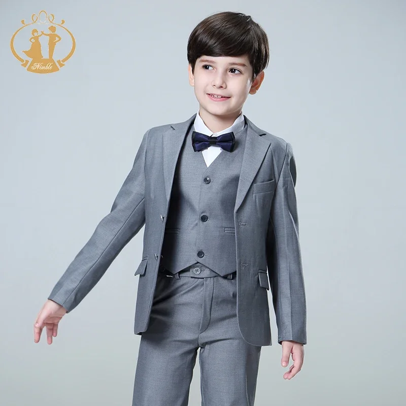 Terno formal do menino para casamentos, traje de festa infantil, colete blazer e calças, roupas por atacado, anfitrião, 3 peças por conjunto,
