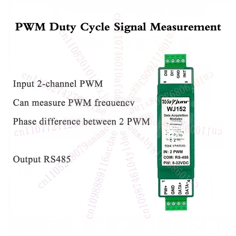2-Channel PWM Duty Cycle Signal To RS485 Modbus RTU Module PWM Frequency Measurement