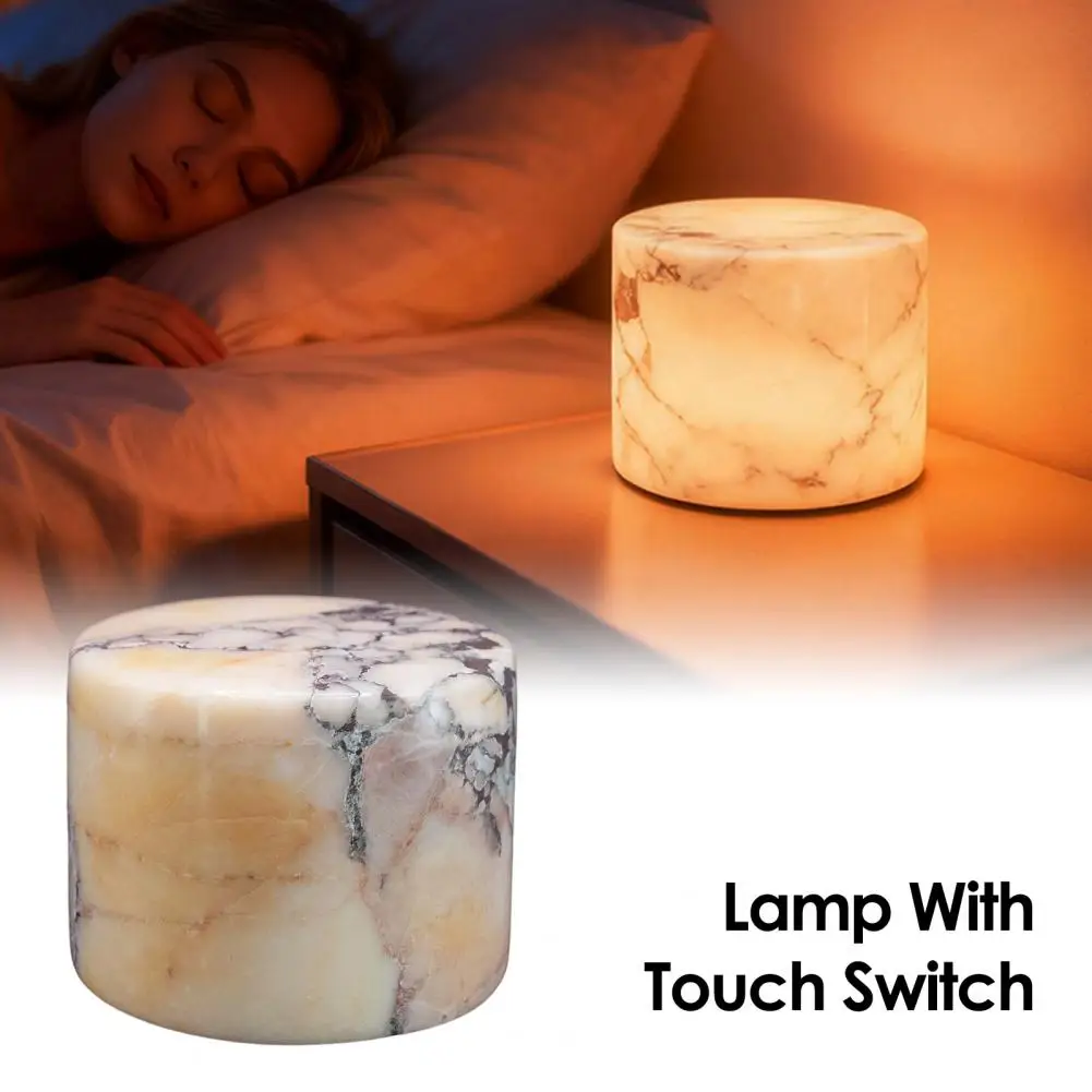 Marble Night Light Touch Bedside Table Lamp Adjustable Lighting Modes Rechargeable Cordless LED Light for Bedroom Office Desk