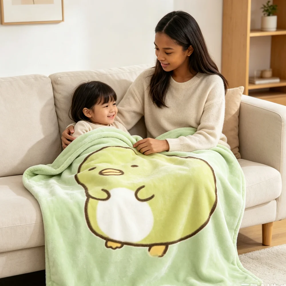 Custom Name Cute Chick Cartoon Flannel Blanket, Personalized Throw Blanket Add Your Name, Soft Lightweight Sofa Bed Cover, Kawai