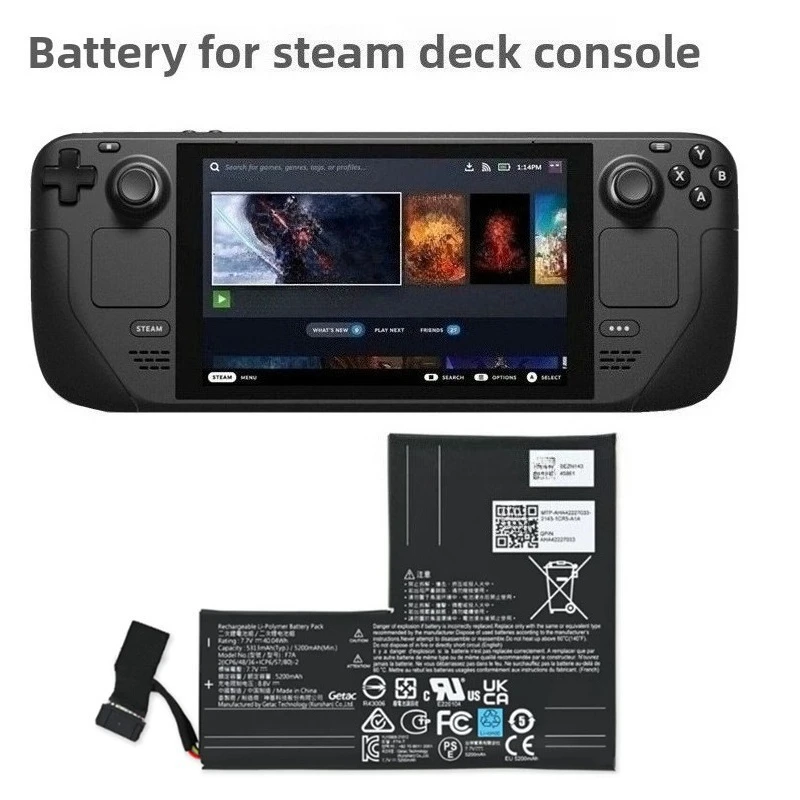 F7A 5200mAh 7.7V Li-polymer Replacement Battery for Steam Deck Handheld Gamepad Controller Rechargeable Batteries Accessories