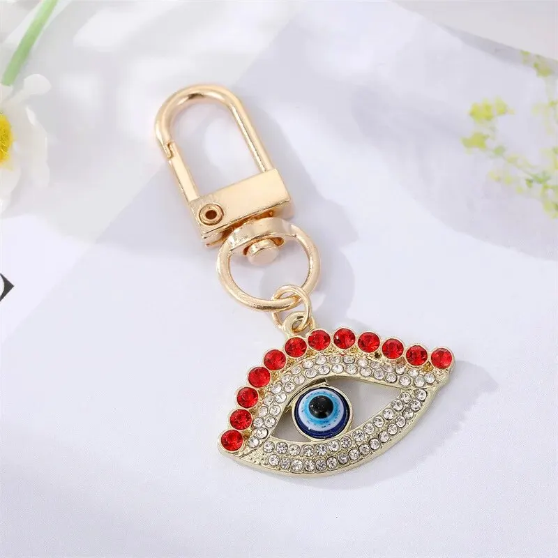 Evil Eye Hamsa Hand Heart Keychain Keyring For Friend Couple Lovers Gift Flower Blue Eye Bag Car Airpods Box Key Accessories