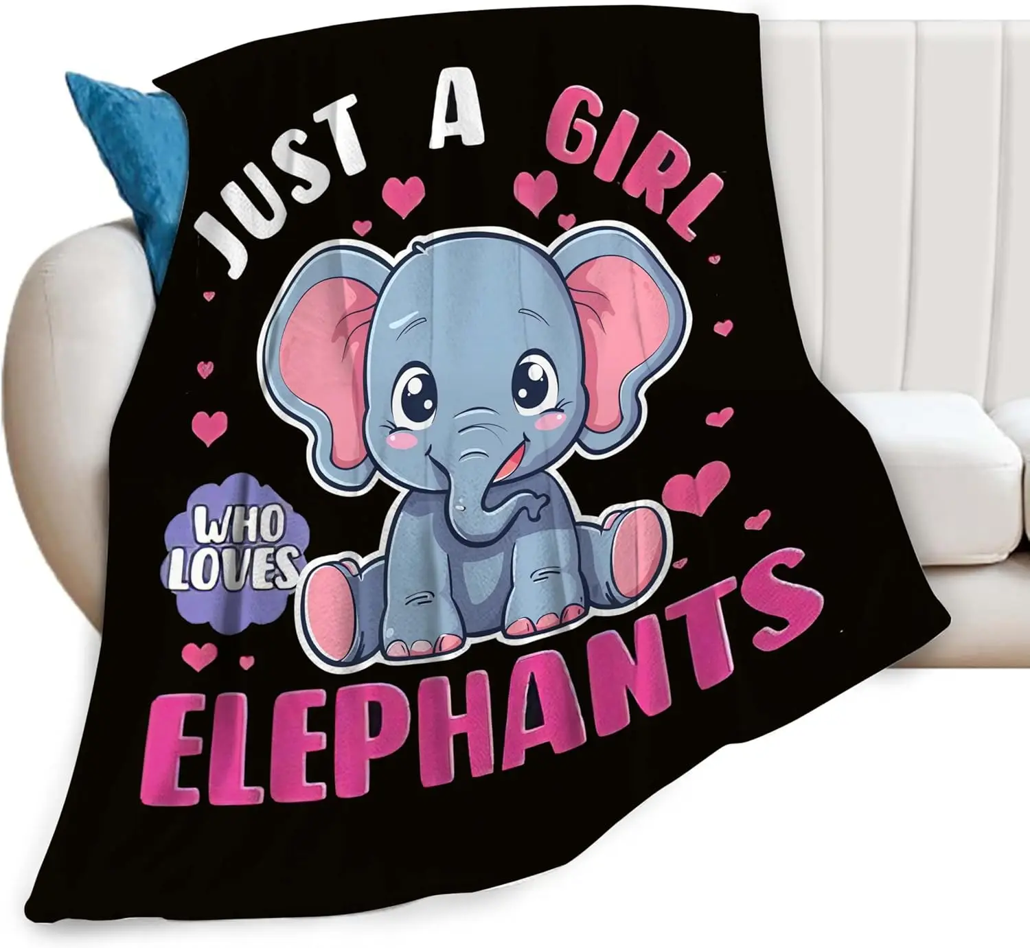 Decorative Elephant Blanket Throw Lap Blanket for Girls Home Decor Gift Cute Spring Autumn Cozy Cozy Cozy