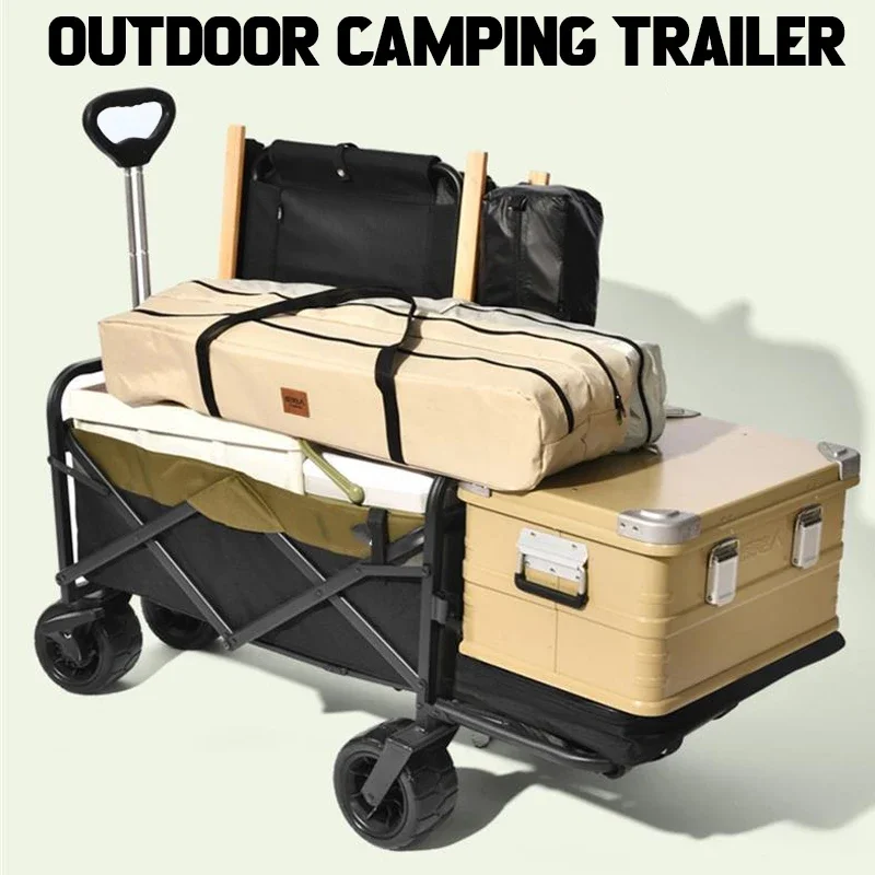 

Outdoor Camping Carts Wheel Folding Cart Trolley Foldable Cart Handcart Pushing Basket Cart Dolly Portable Picnic Wagon