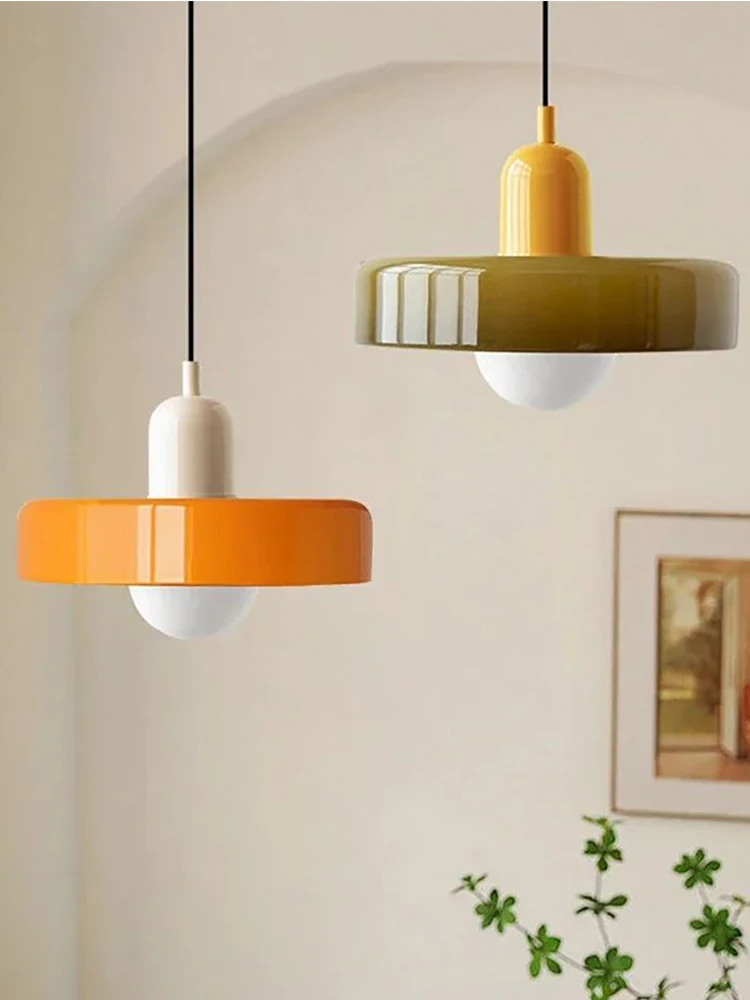Nordycki Szklany Żyrandol Bauhaus do Jadalni, Salonu, Sypialni, Baru, Retro Żyrandol Dekoracyjny do Kawiarni, Oprawy Oświetleniowe — 2