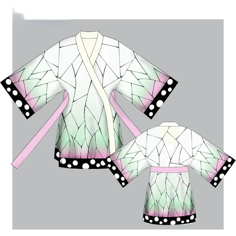 

Demon Slayer Nezuko Kimono Bathrobe Robe Halloween Anime Cosplay Costume Flannel Satin Shawl Pajamas Sleepwear Aldult Children